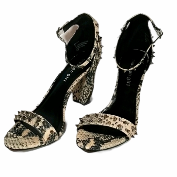 Madden Girl 8m Snakeskin Style Heels w/ Studs - Picture 5 of 10